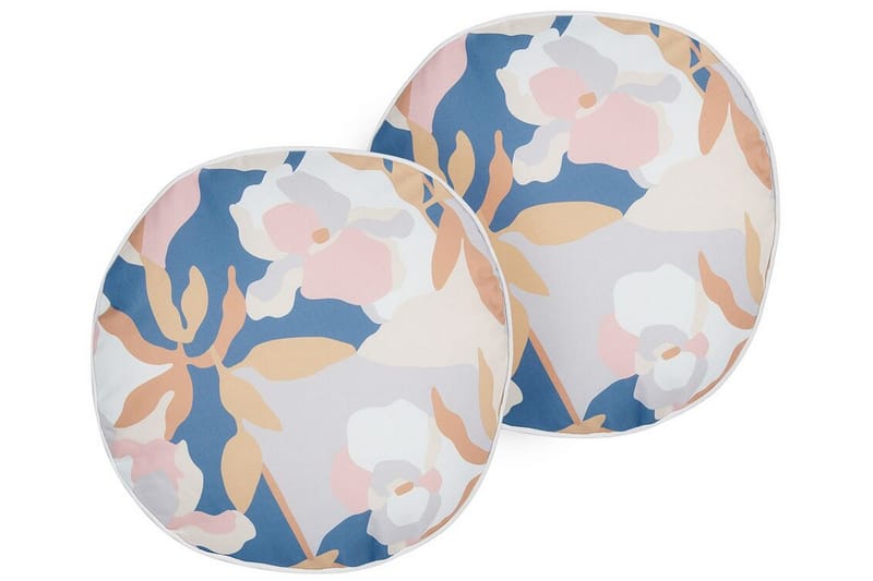 Vernole Utendørspute 40 cm Rund - Hvit/Blå/Rosa - Tekstiler - Pute & pledd - Hagepute