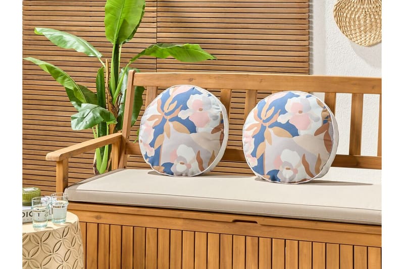 Vernole Utendørspute 40 cm Rund - Hvit/Blå/Rosa - Tekstiler - Pute & pledd - Hagepute