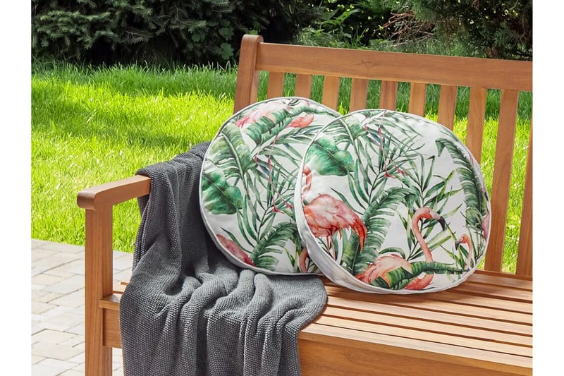 Visper Utendørspute 40 cm Rund - Hvit/Grønn/Rosa - Tekstiler - Pute & pledd - Hagepute