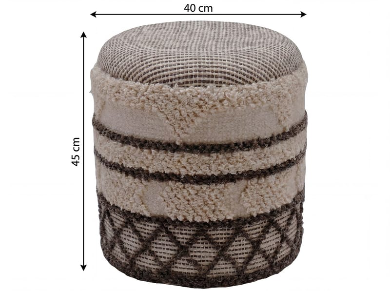 Volen rund sittepuff med oppbevaring i ullstoff - beige - Tekstiler - Pute & pledd - Tepper & pledd