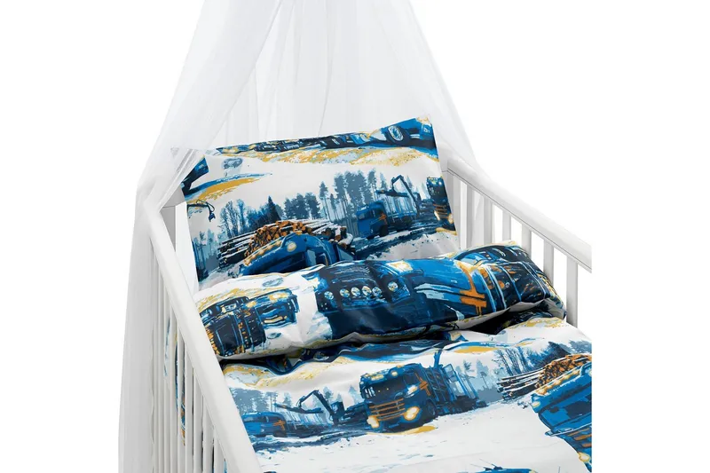 Dynetrekksett til Sprinkelseng 2-delt Lastebiler Marineblå, undefined