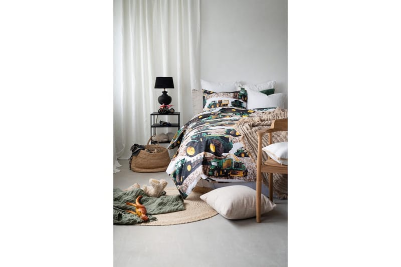 Dynetrekksett Enkeltseng 2-Delers Skurtresker Grønn - Tekstiler - Sengetøy - Sengetøysett & dynetrekksett - Sengesett enkeltseng