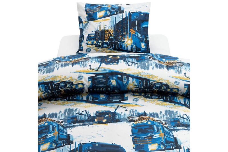 Dynetrekksett Enkeltseng 2-delt Lastebiler Marineblå, undefined