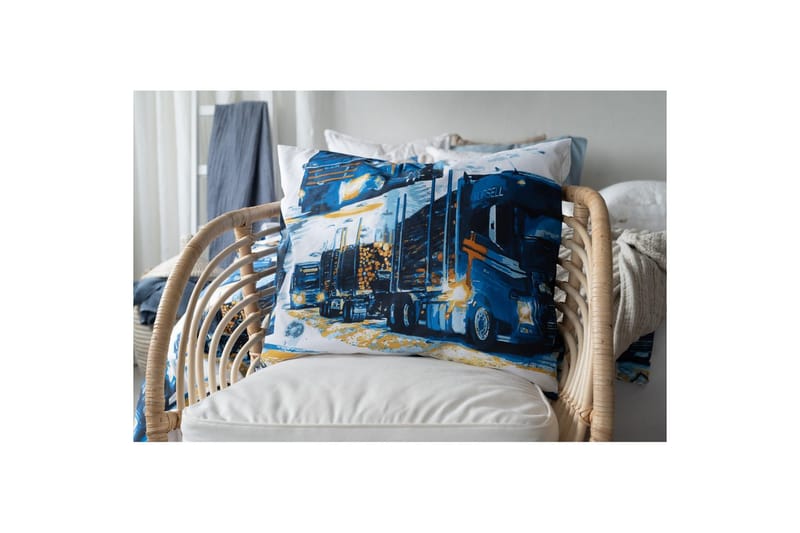 Dynetrekksett Enkeltseng 2-delt Lastebiler Marineblå - Tekstiler - Sengetøy - Sengetøysett & dynetrekksett - Sengesett enkeltseng