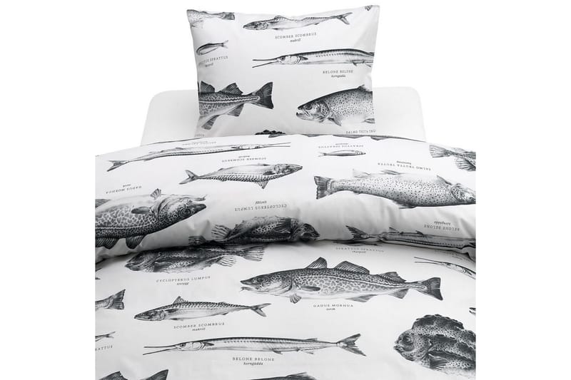 Dynetrekksett Enkeltseng 2-Dels Havfisker Hvit, undefined