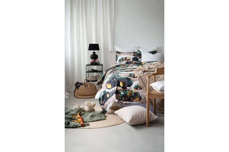 Dynetrekksett Enkeltseng 2-Delers Skurtresker Grønn - Tekstiler - Sengetøy - Sengetøysett & dynetrekksett - Sengesett enkeltseng