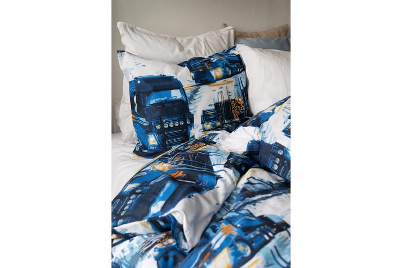 Dynetrekksett Enkeltseng 2-delt Lastebiler Marineblå - Tekstiler - Sengetøy - Sengetøysett & dynetrekksett - Sengesett enkeltseng
