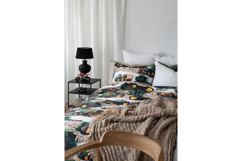 Dynetrekksett Enkeltseng 2-Delers Skurtresker Grønn - Tekstiler - Sengetøy - Sengetøysett & dynetrekksett - Sengesett enkeltseng