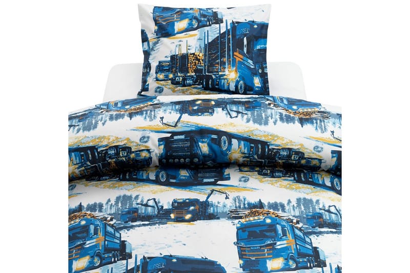 Dynetrekksett Enkeltseng 2-delt Lastebiler Marineblå, undefined