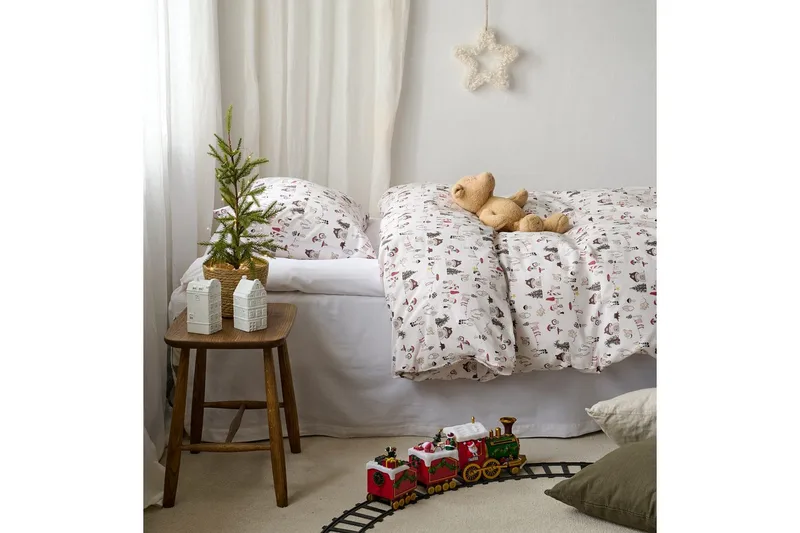 Dynetrekksett Enkeltseng 2-Delers Fingal Jul Hvit - Hvit - Tekstiler - Sengetøy - Dyne
