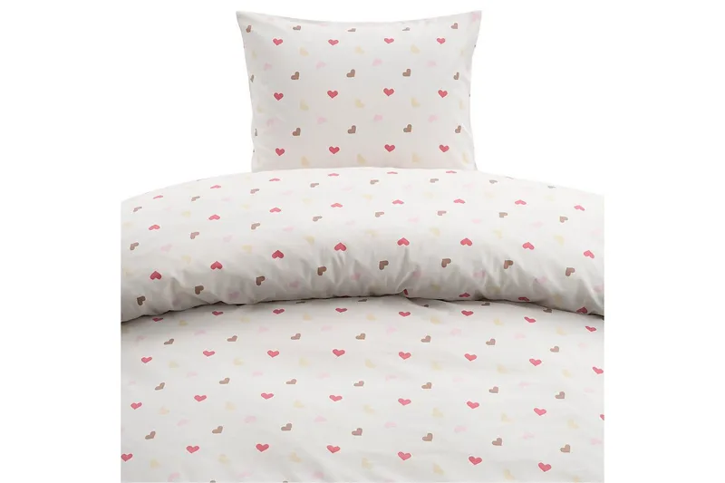 Dynetrekksett Enkeltseng 2-Delers Hjärttrud - Beige - Tekstiler - Sengetøy - Dyne