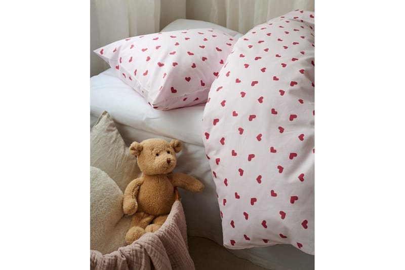 Dynetrekksett Enkeltseng 2-Delers Hjärttrud - Rosa - Tekstiler - Sengetøy - Sengetøysett & dynetrekksett