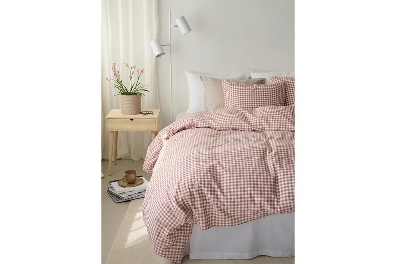 Dynetrekksett Enkeltseng 2-Delers Märta Ruta - Brun - Tekstiler - Sengetøy - Dyne