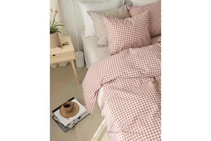 Dynetrekksett Enkeltseng 2-Delers Märta Ruta - Brun - Tekstiler - Sengetøy - Dyne