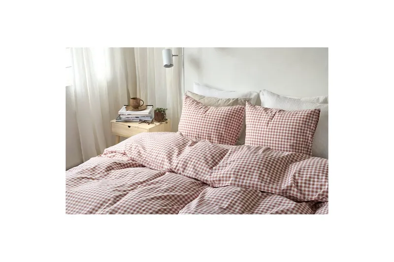 Dynetrekksett Enkeltseng 2-Delers Märta Ruta - Brun - Tekstiler - Sengetøy - Dyne