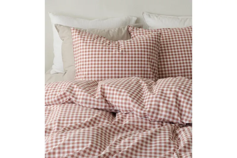 Dynetrekksett Enkeltseng 2-Delers Märta Ruta - Brun - Tekstiler - Sengetøy - Dyne