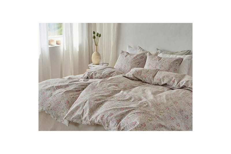 Dynetrekksett Enkeltseng 2-Dels Floret Sand - Brun - Tekstiler - Sengetøy - Dyne