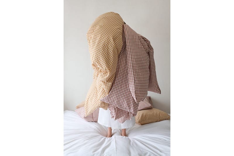 Dynetrekksett enkeltseng 2-delt Märta Ruta - Gul - Tekstiler - Sengetøy - Sengetøysett & dynetrekksett