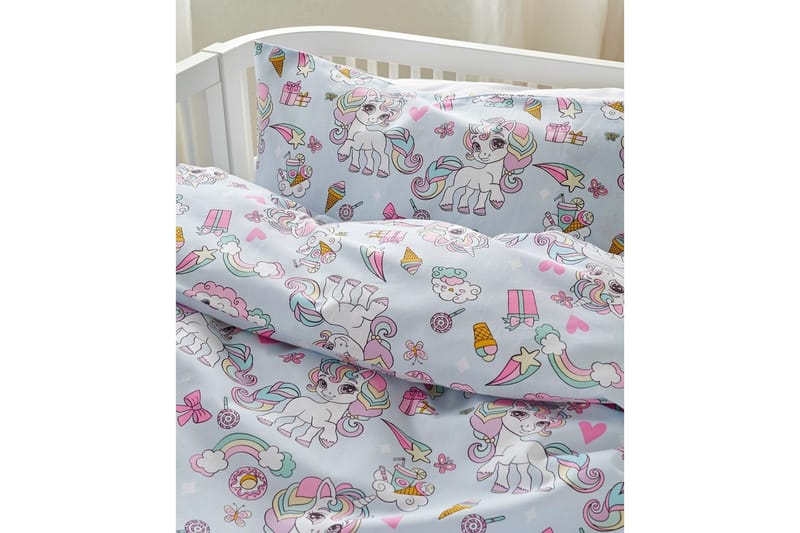 Dynetrekksett til Sprinkelseng 2-delt Enhjørning Blå - Tekstiler - Sengetøy - Sengetøysett & dynetrekksett