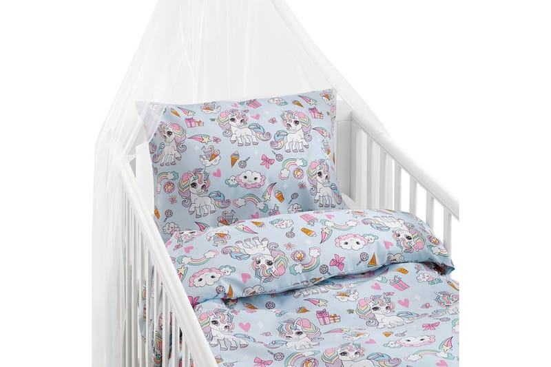 Dynetrekksett til Sprinkelseng 2-delt Enhjørning Blå, undefined