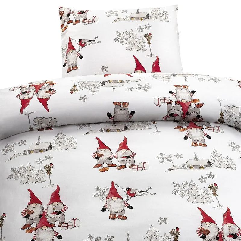 Dynetrekksett enkeltseng Frosty Christmas, Hvit