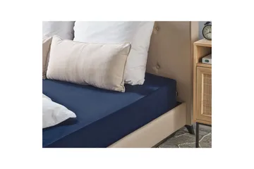 Laken med strikk Hofuf Blå, 160x200 cm - Blå, 160x200 cm - Tekstiler - Barnetekstiler - Sengetøy til barn - Sprinkelseng sengetøy - Laken sprinkelseng