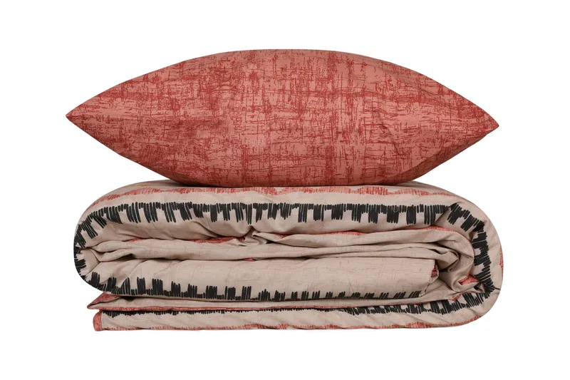 Botswana sengesett 140x200 cm, Teglrød Gul Hvit Svart