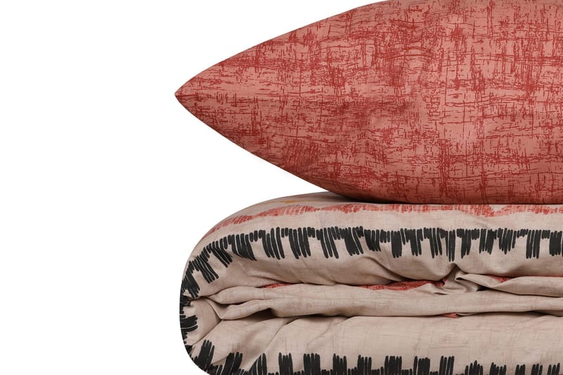 Botswana sengesett 140x200 cm - Teglrød Gul Hvit Svart - Tekstiler - Sengetøy - Sengetøysett & dynetrekksett