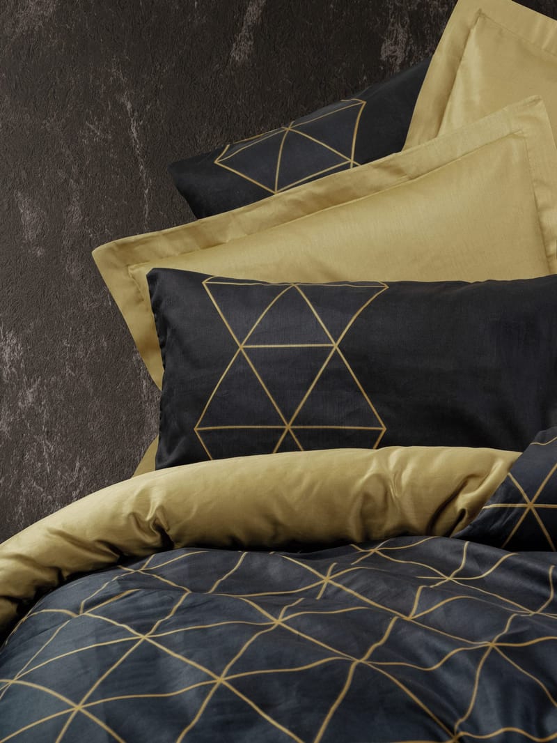 Branlor sengesett 140x200 cm - Veta Gull Svart - Tekstiler - Sengetøy - Sengetøysett & dynetrekksett