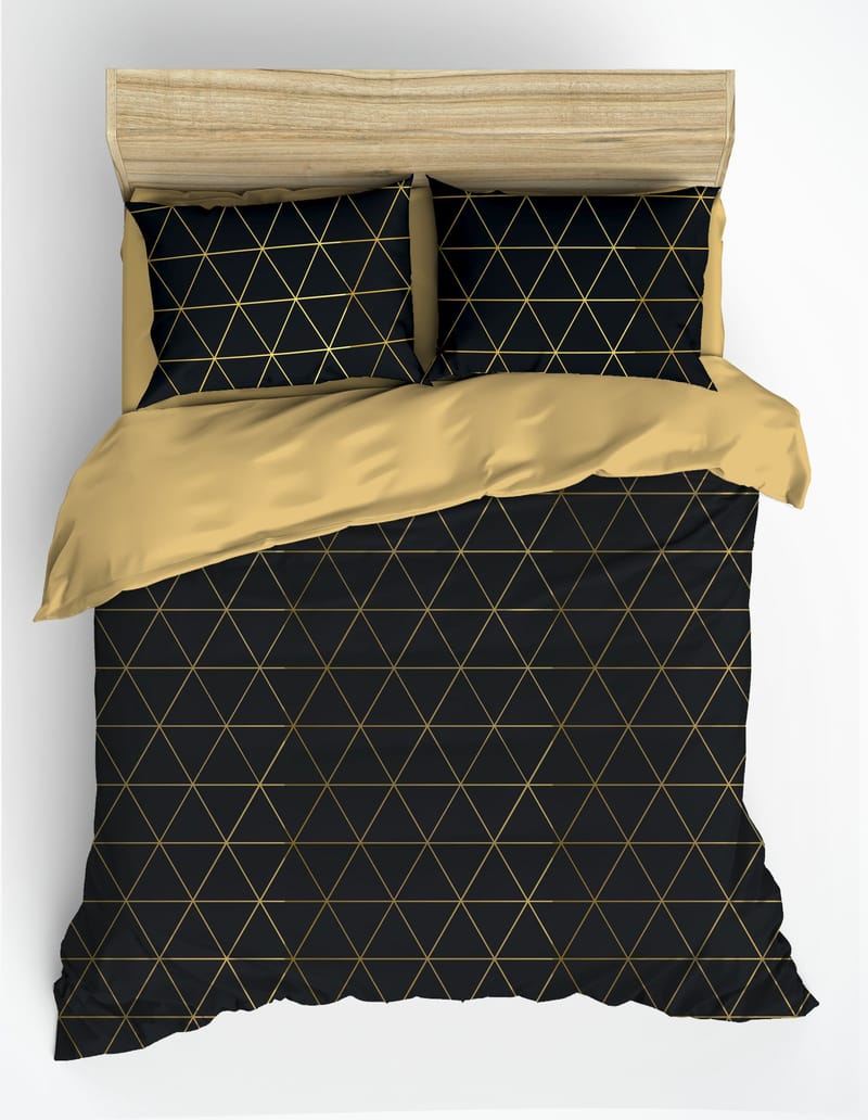 Branlor sengesett 240x220 cm - Gull og Svart - Tekstiler - Sengetøy - Sengetøysett & dynetrekksett