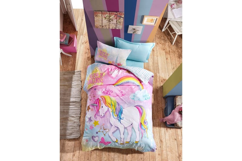 Cotton Box Sengetøy Barn 3-deler Ranforce - Rosa/Mint/Multi - Tekstiler - Sengetøy - Sengetøysett & dynetrekksett
