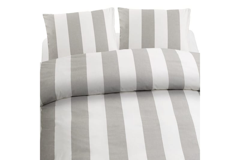 Dynetrekksett Dobbeltseng 3-Dels Block Stripe, Grå