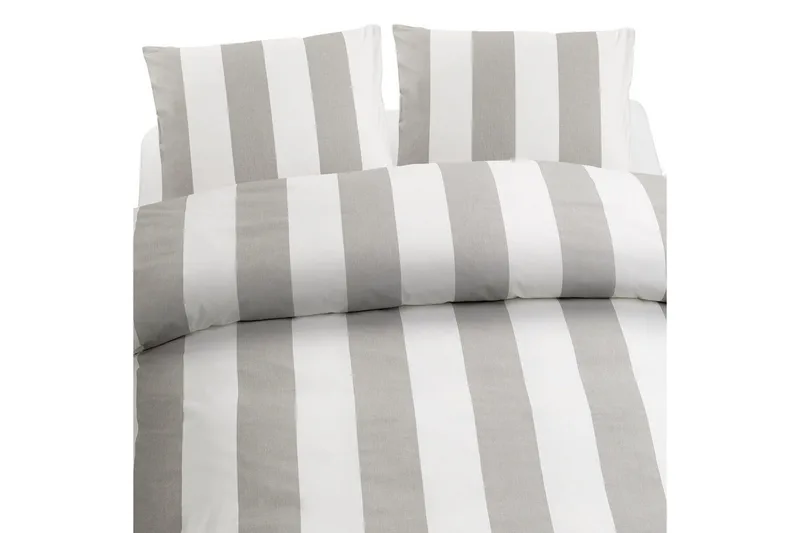 Dynetrekksett Dobbeltseng 3-Dels Block Stripe - Grå - Tekstiler - Sengetøy - Sengetøysett & dynetrekksett