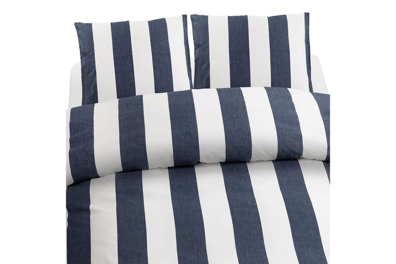 Dynetrekksett Dobbeltseng 3-Dels Block Stripe, Marineblå