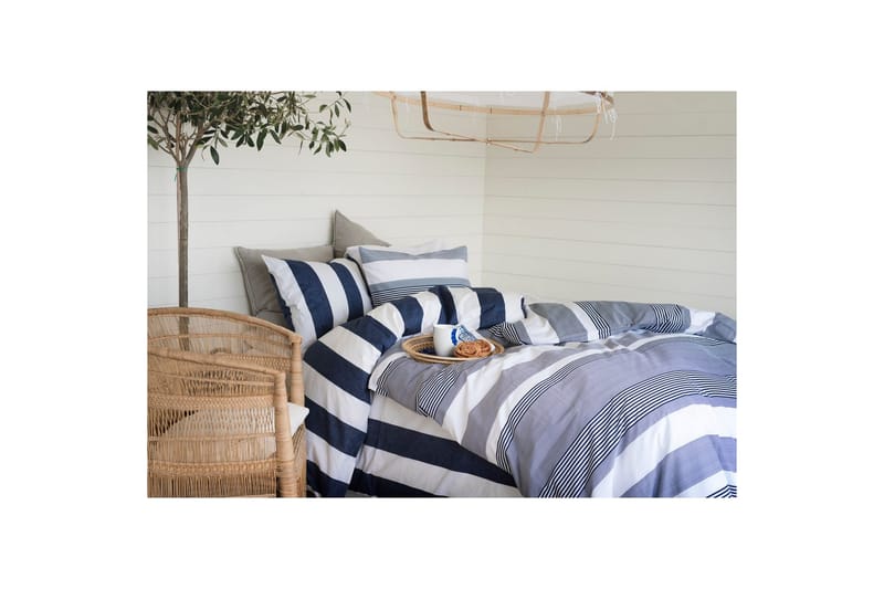 Dynetrekksett Dobbeltseng 3-Dels Block Stripe - Marineblå - Tekstiler - Sengetøy - Sengetøysett & dynetrekksett
