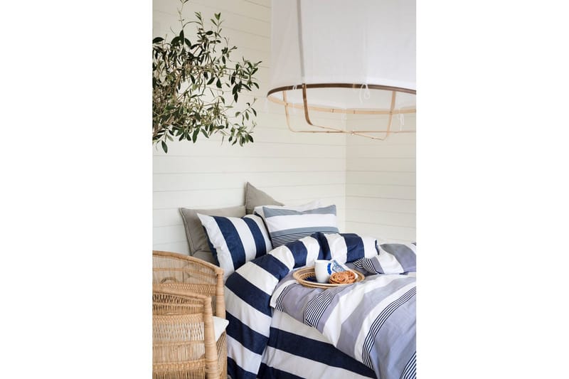 Dynetrekksett Dobbeltseng 3-Dels Block Stripe - Marineblå - Tekstiler - Sengetøy - Sengetøysett & dynetrekksett