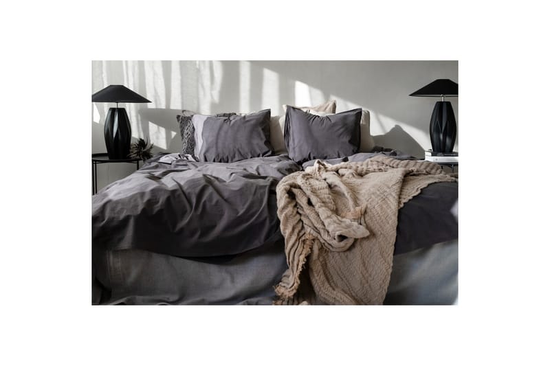 Dynetrekksett Dobbeltseng 3-Dels Percale - Grå - Tekstiler - Sengetøy - Sengetøysett & dynetrekksett