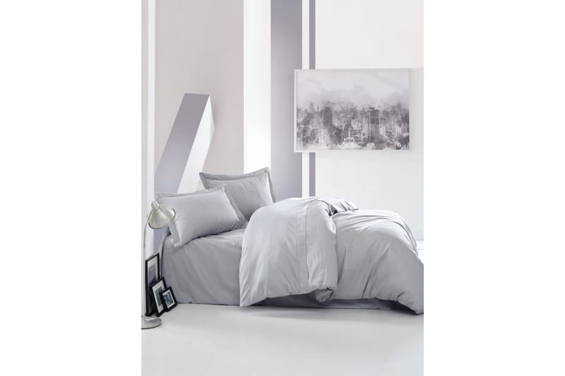 Cotton Box Sengetøysett Dobbelt 4-deler Premium Satin - Grå - Tekstiler - Sengetøy - Sengetøysett & dynetrekksett - Sengesett dobbeltseng