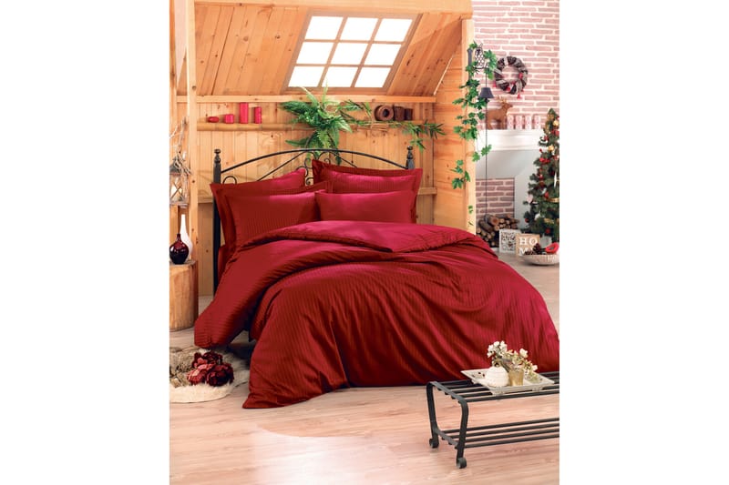 Cotton Box Sengetøysett Dobbelt 4-deler Premium Satin - Mørkerød - Tekstiler - Sengetøy - Sengetøysett & dynetrekksett - Sengesett dobbeltseng