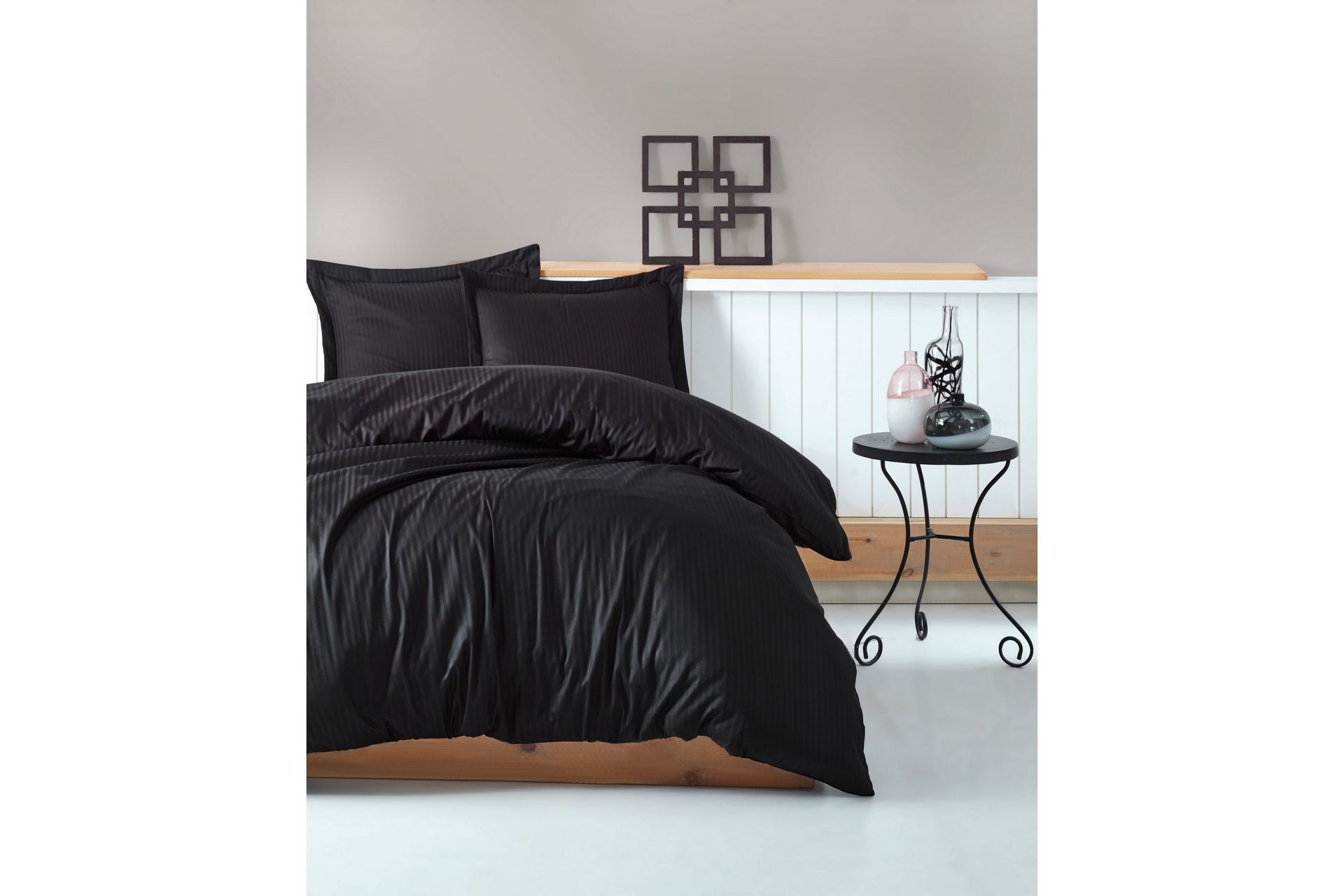 Cotton Box Sengetøysett Dobbelt 4-deler Premium Satin - Svart - Tekstiler - Sengetøy - Sengetøysett & dynetrekksett - Sengesett dobbeltseng