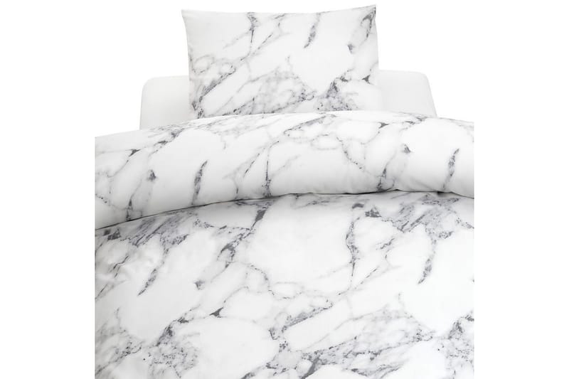 Dynetrekksett Dobbeltseng 3-Dels Marmor Hvit - Multi - Tekstiler - Sengetøy - Sengetøysett & dynetrekksett - Sengesett dobbeltseng