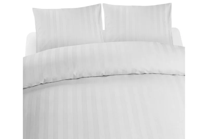 Dynetrekksett Dobbeltseng 3-Dels Sateng, Hvit