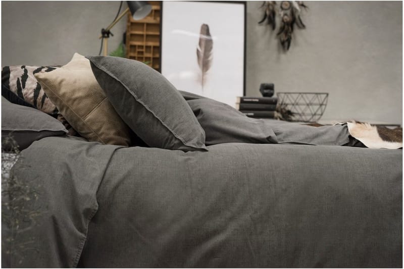 Dynetrekksett Dobbeltseng 3-dels vasket - Grå - Tekstiler - Sengetøy - Sengetøysett & dynetrekksett - Sengesett dobbeltseng