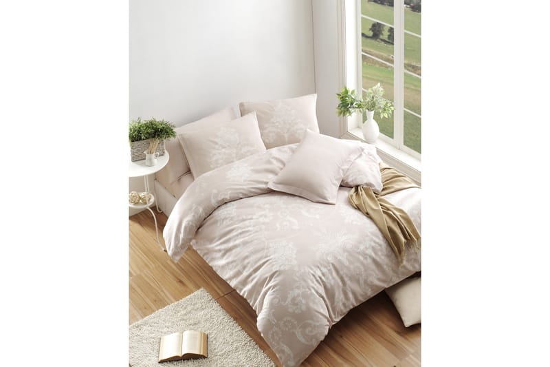 Eponj Home Sengetøy Dobbelt 4-deler - Beige/Hvit - Tekstiler - Sengetøy - Sengetøysett & dynetrekksett - Sengesett dobbeltseng