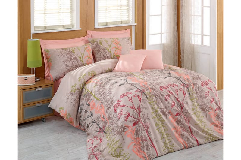Eponj Home Sengetøy Dobbelt 4-deler - Beige/Rød/Rosa/Grønn - Tekstiler - Sengetøy - Sengetøysett & dynetrekksett - Sengesett dobbeltseng