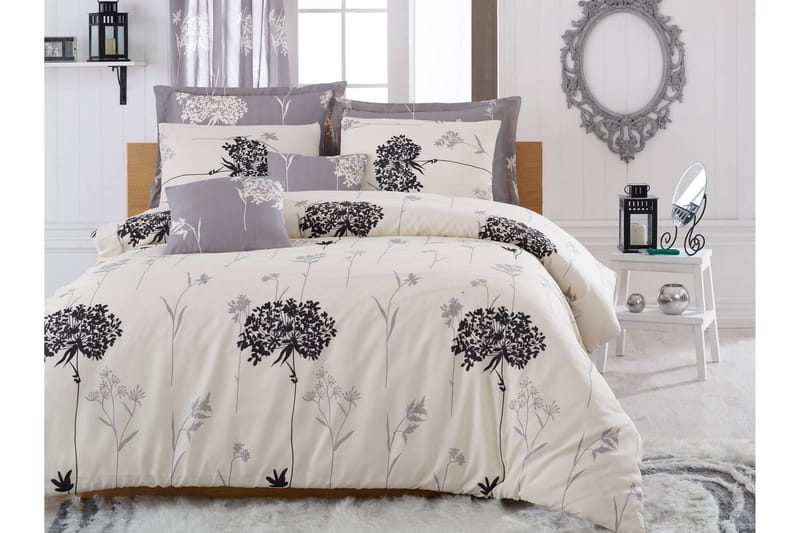 Eponj Home Sengetøy Dobbelt 4-deler, Grå/Beige/Svart