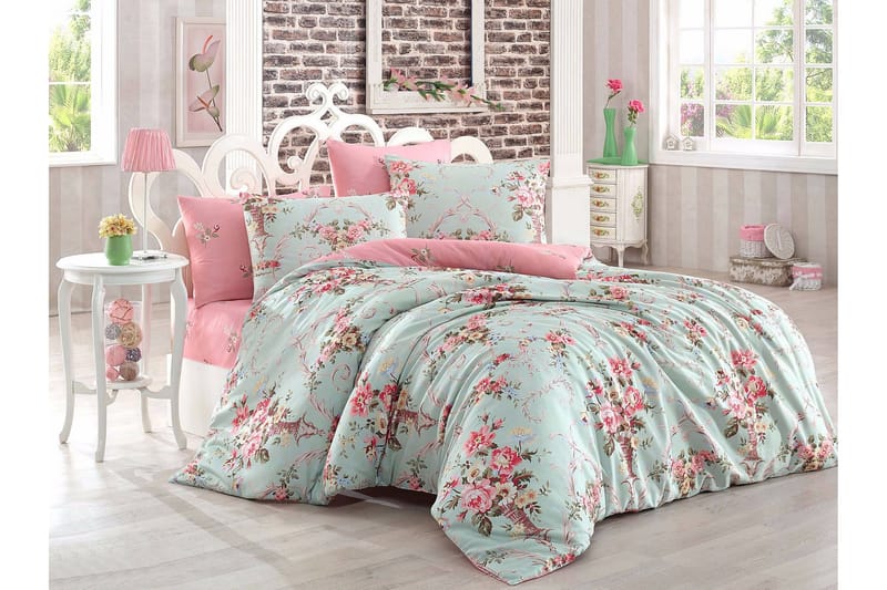 Eponj Home Sengetøy Dobbelt 4-deler - Mint/Rosa/Gul/Grønn - Tekstiler - Sengetøy - Sengetøysett & dynetrekksett - Sengesett dobbeltseng