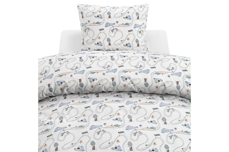 Dynetrekksett Enkeltseng 2-deler Mini Rally Hvit, undefined