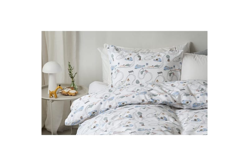 Dynetrekksett Enkeltseng 2-deler Mini Rally Hvit - Tekstiler - Sengetøy - Sengetøysett & dynetrekksett