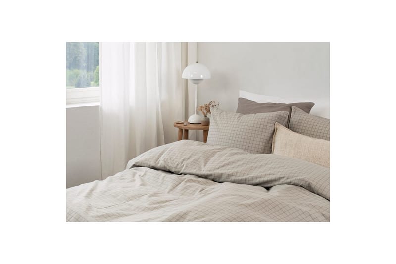 Dynetrekksett Enkeltseng 2-Delers Birger Flanell - Greige - Tekstiler - Sengetøy - Dyne